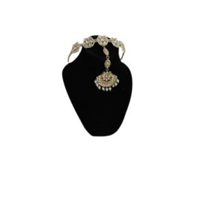 MPK PERFECT Stylish Hair Accessories/Mathapati hairband with Mang tika/Sheesh Patti with mang tika/Gold Plated Floral Shaped Kundan Studded Hairband with Mang tika