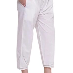 MPK Perfect Traditional Ethnic Wear Pant | Cotton Fabric Pant | Lose Fit with Embroidered Detailing Harem Pants | Cotton Tulip Pants White