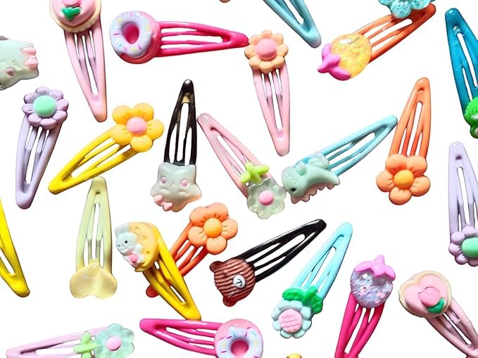 MPK PERFECT Hair Clips, Cartoon Tic-Tac Design, Multicolour, 6 Pairs, for Girls and Women