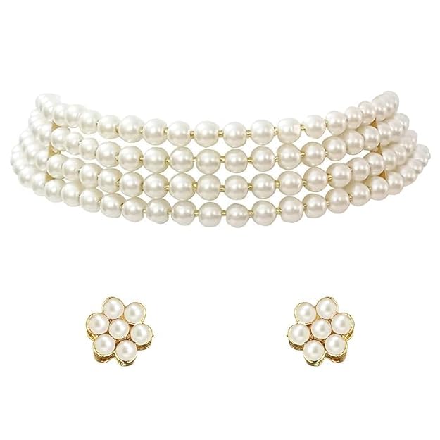 MPK Perfect Handmade Pearl Stone | Necklace choker set with earing For Women & Girl For Wedding | Necklace Jewellery