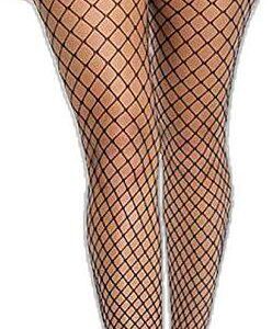 MPK PERFECT High Waist Black Fishnet Pantyhose – Medium Grid Mesh Tights, Free Size Stretch Stockings for Women/Girls