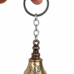 Vintage Brass Bell Keychain – Antique-Style Mini Bell with Engraved Detailing