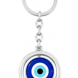 MPK PERFECT Evil Eye Spinner Keychain with Rotating Center, Metal Nazar Key Ring for Protection and Style