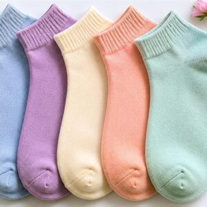 MPK PERFECT Women's Pastel Ankle Socks, Low Cut No-Show Style, Breathable Mesh, Pack of 5