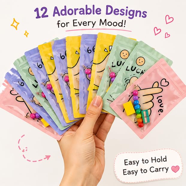 MPK Perfect Stationery Gift Set with Ziplock Pouch (Abacus Bullet Push Pencils |Eraser | Sharpner) Kanya pujan Gifts Set for Kids Girls Boy Birthday | Kanjak | Navratri Return Gifts 12set