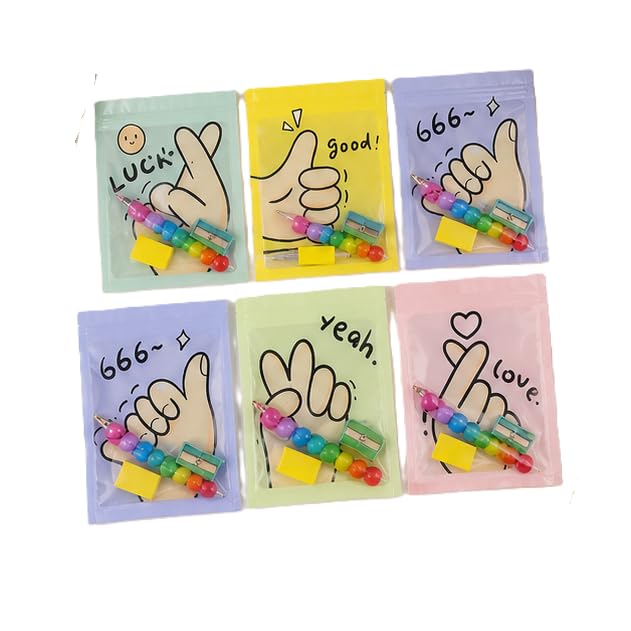 MPK Perfect Stationery Gift Set with Ziplock Pouch (Abacus Bullet Push Pencils |Eraser | Sharpner) Kanya pujan Gifts Set for Kids Girls Boy Birthday | Kanjak | Navratri Return Gifts 6set